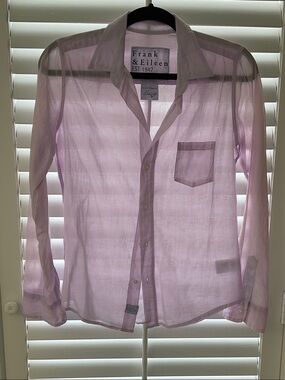 Frank & Eileen cotton voile Barry XS Pale Lilac Button-Down Shirt New Never worn